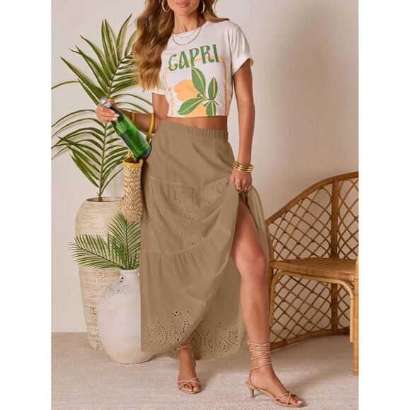 Flowy Long Bohemian Maxi Skirt for Women - Trendy Ruffle Tiered Design - Picture 5 of 5